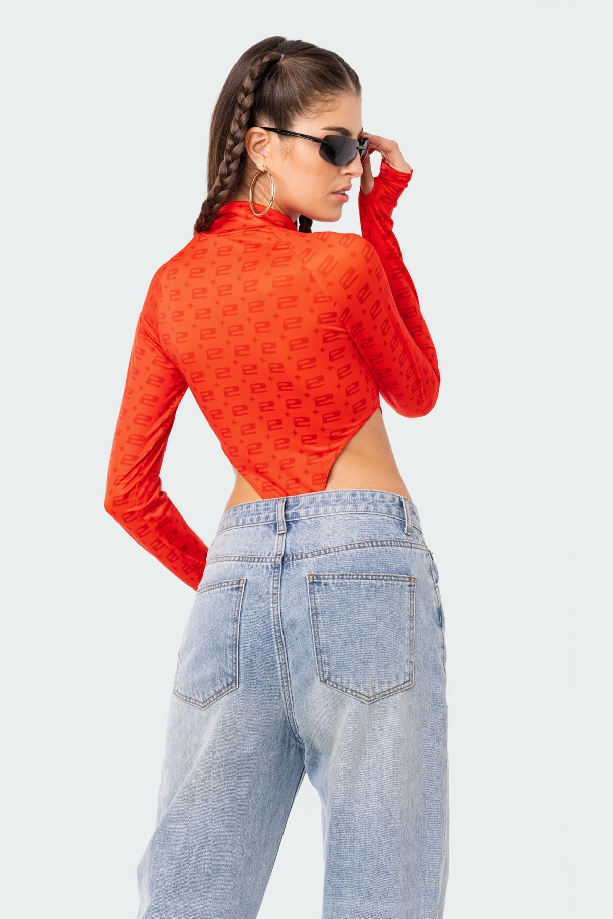 E* Monogram High-Cut Bodysuit