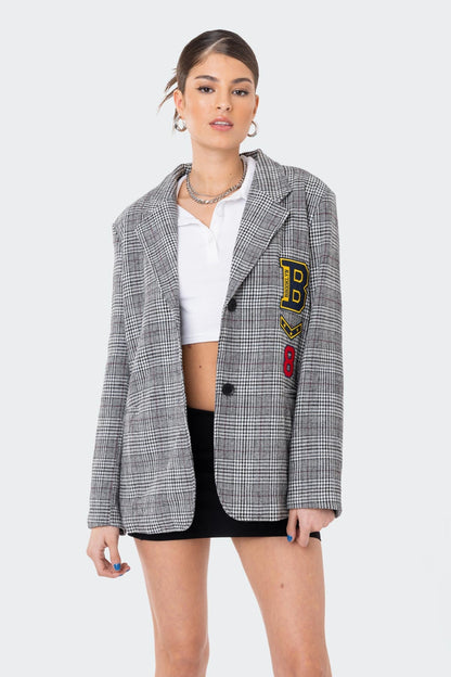 Oxford Plaid Patch Blazer