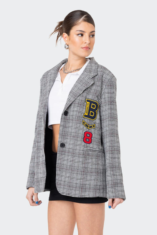 Oxford Plaid Patch Blazer