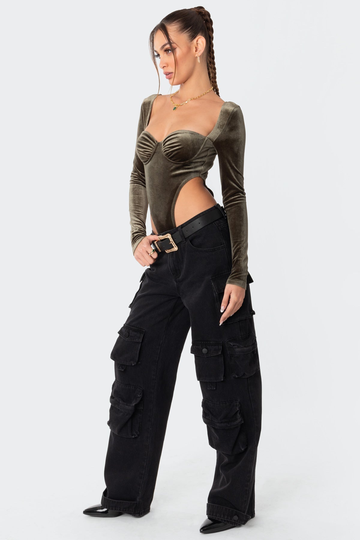 Velvet High Cut Cupped Bodysuit
