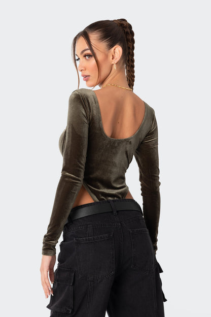 Velvet High Cut Cupped Bodysuit