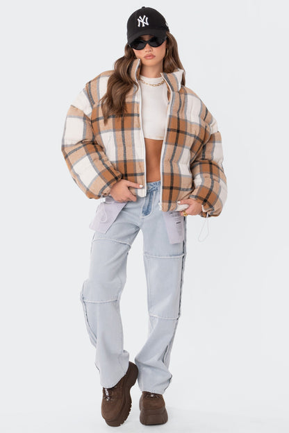 Presley Plaid Oversized Puffer