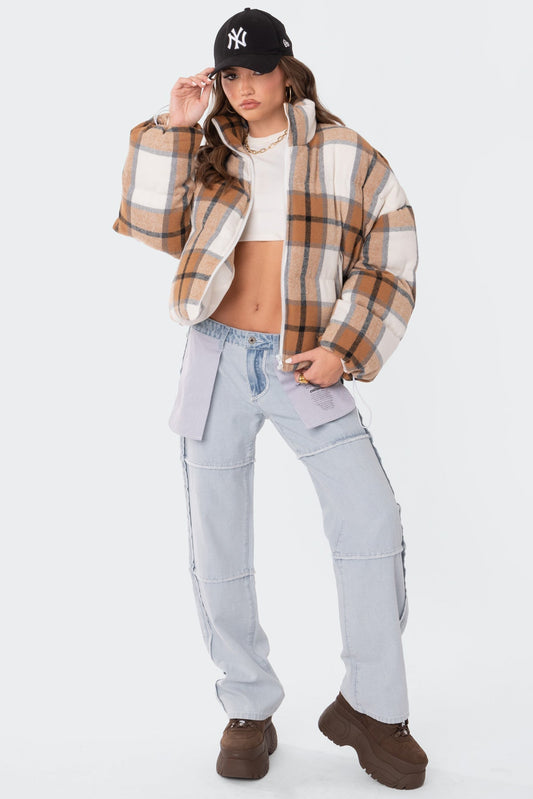 Presley Plaid Oversized Puffer