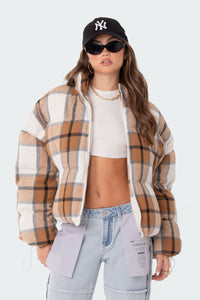 Presley Plaid Oversized Puffer