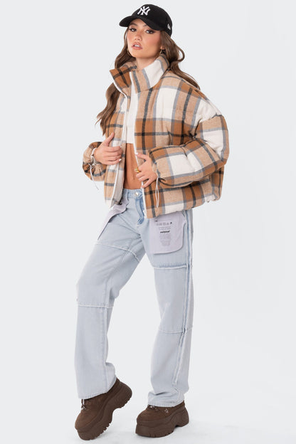 Presley Plaid Oversized Puffer