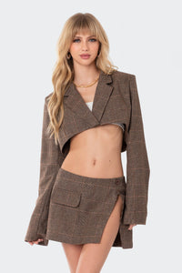 Plaid Cropped Blazer