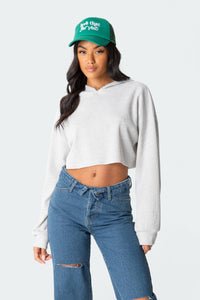 Waffle Oversized Cropped Hoodie