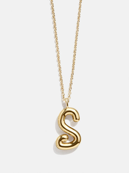 Bubble Script Initial Necklace - Gold