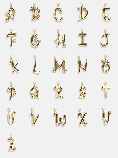 Bubble Script Initial Necklace - Gold