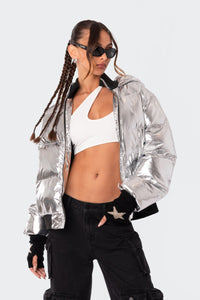 Metallic Hooded Puffer