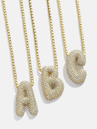 Bubble Initial Necklace - Clear/Gold