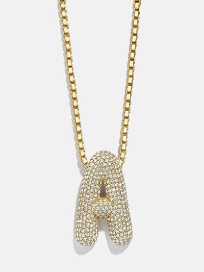 Bubble Initial Necklace - Clear/Gold