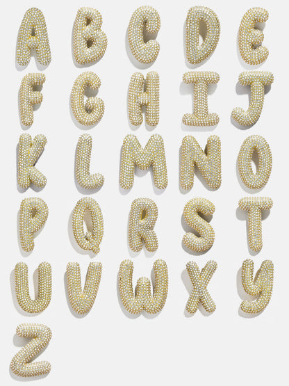 Bubble Initial Necklace - Clear/Gold