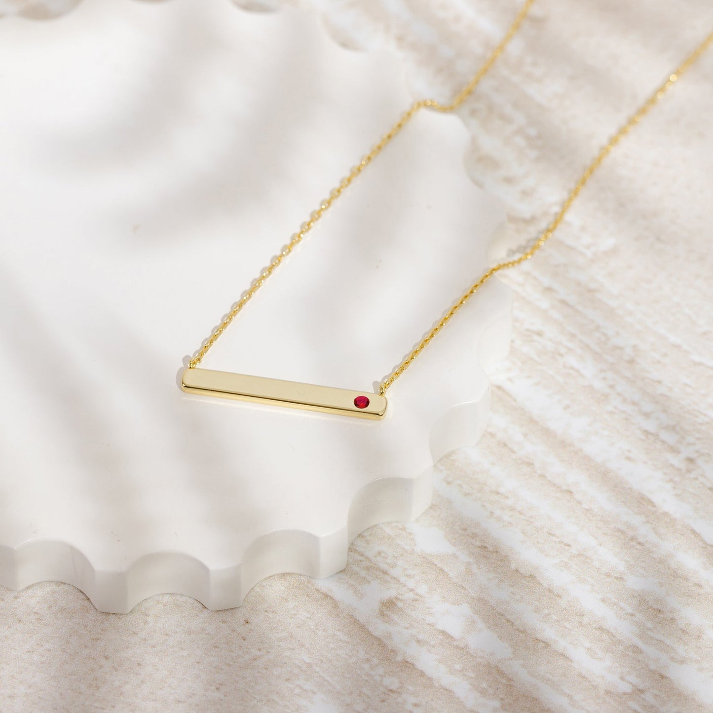 Horizontal Birthstone Bar Necklace
