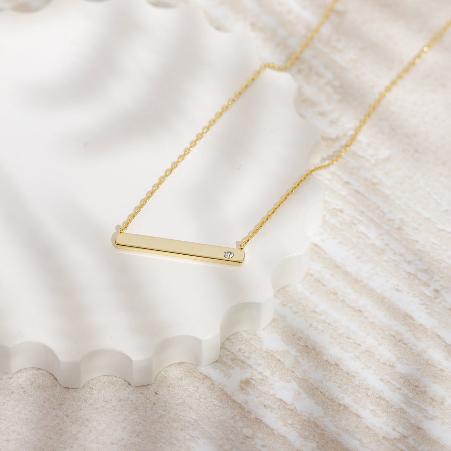 Vermeil Horizontal Birthstone Bar Necklace