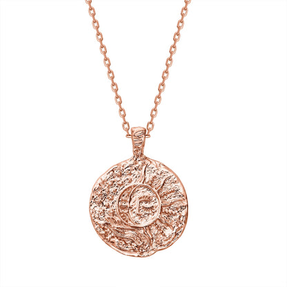 Sun-Moon Engraved Coin Pendant