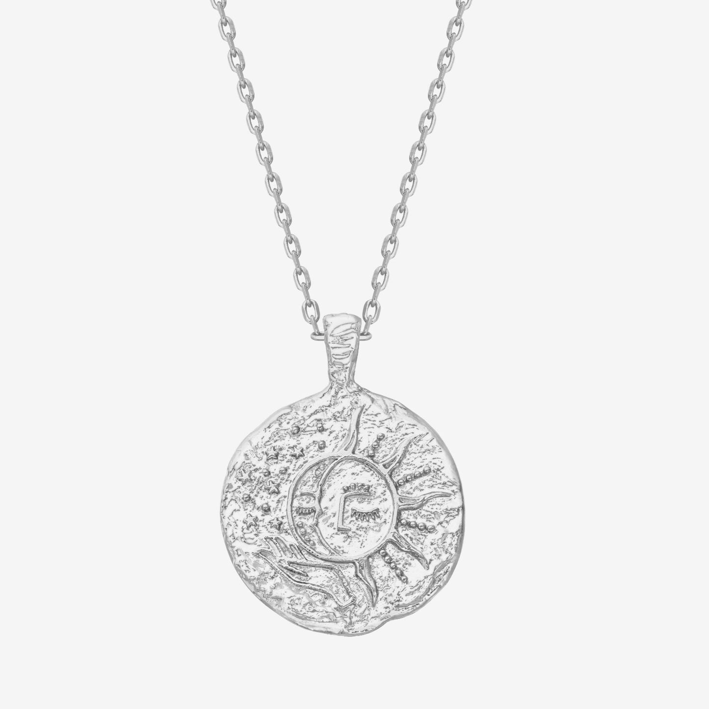 Sun-Moon Engraved Coin Pendant