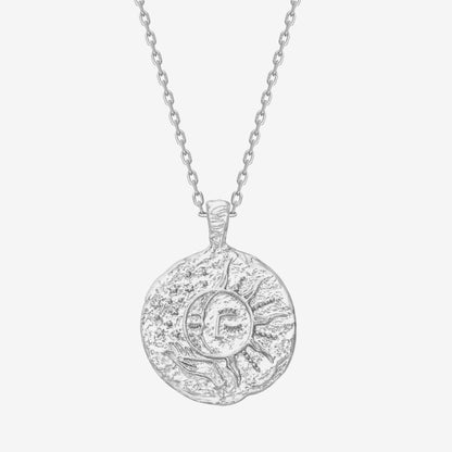 Sun-Moon Engraved Coin Pendant