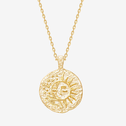 Vermeil Sun-Moon Engraved Coin Pendant