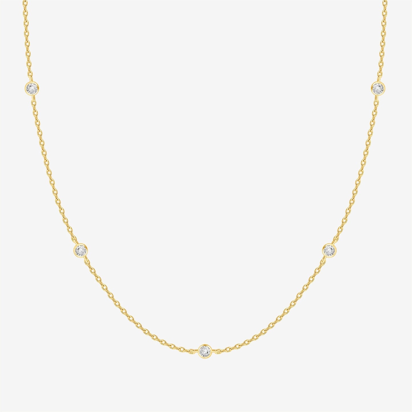 Simulated Diamond Station Necklace