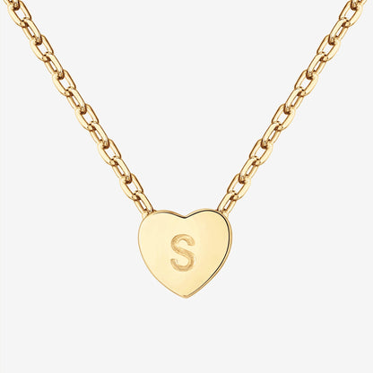 Dainty Heart Initial Necklace