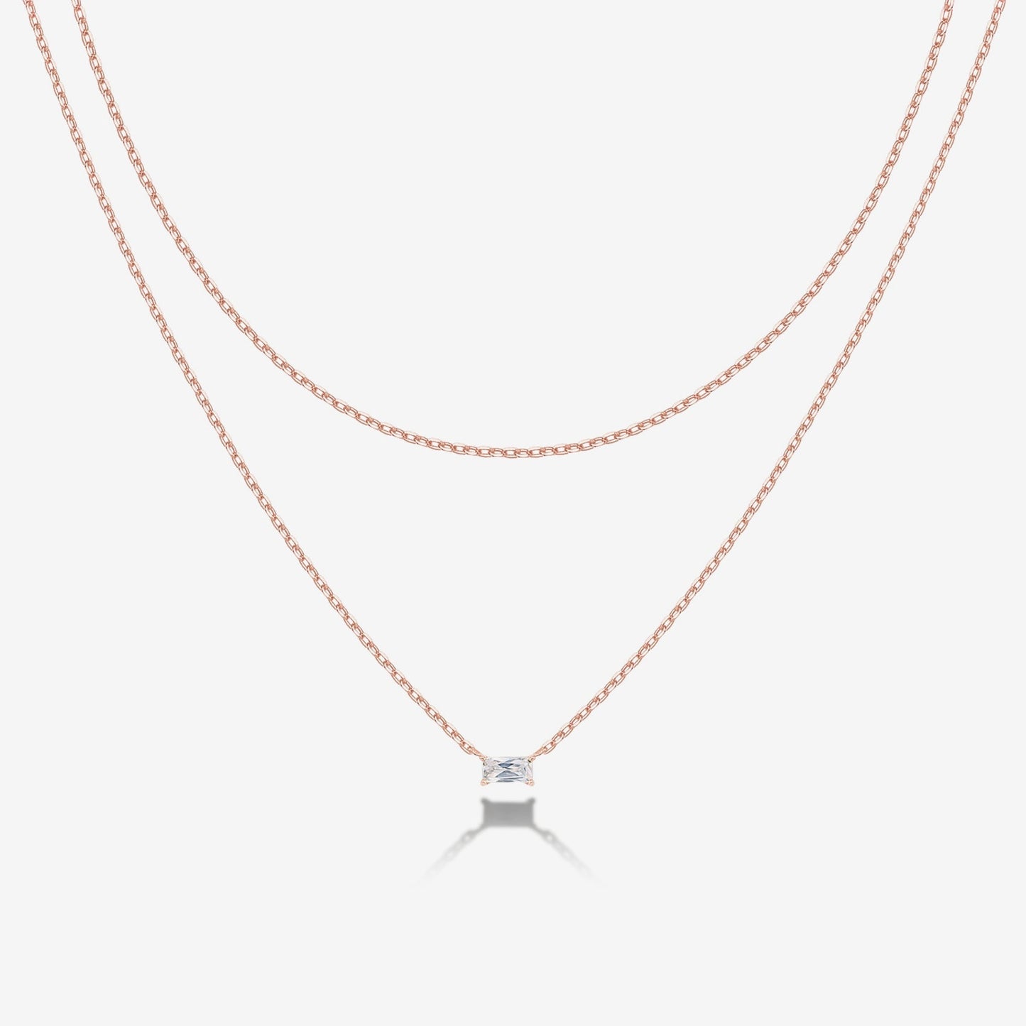 Layered Baguette Pendant Necklace