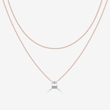 Layered Baguette Pendant Necklace