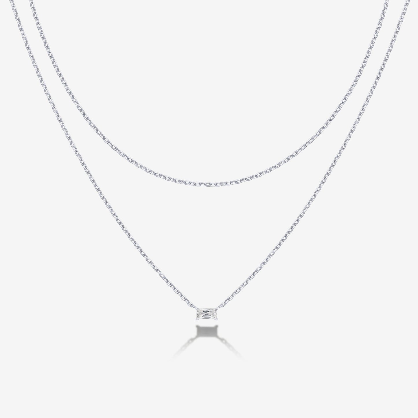 Layered Baguette Pendant Necklace