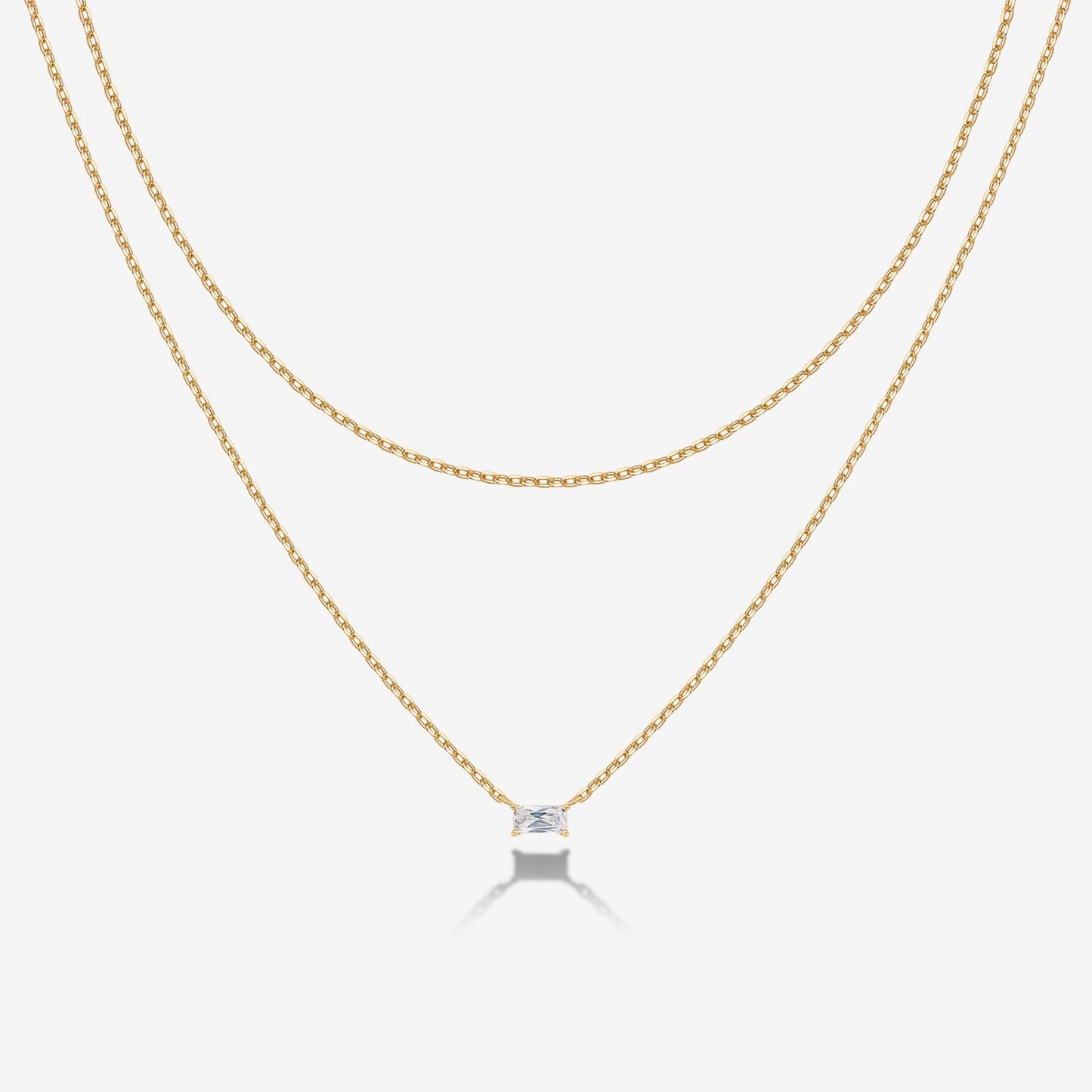 Layered Baguette Pendant Necklace