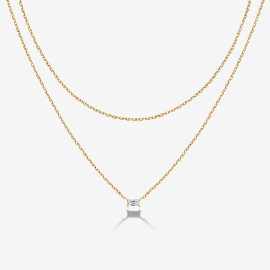 Layered Baguette Pendant Necklace
