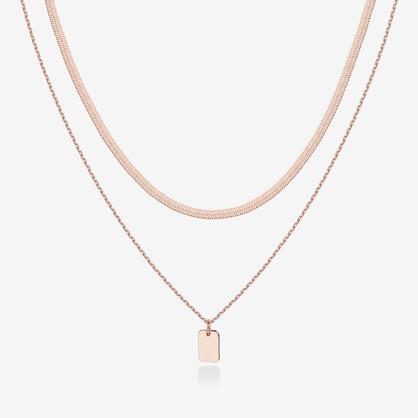 Layered Dog Tag Pendant Necklace