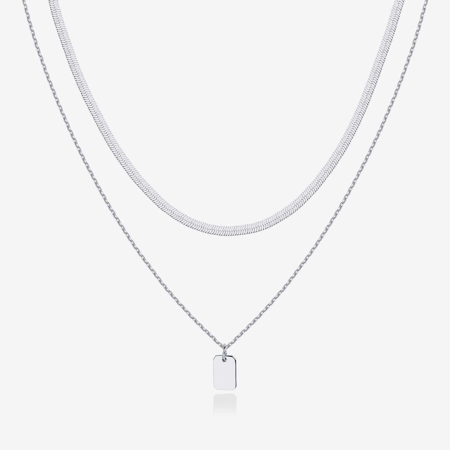 Layered Dog Tag Pendant Necklace