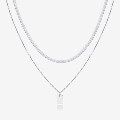 Layered Dog Tag Pendant Necklace