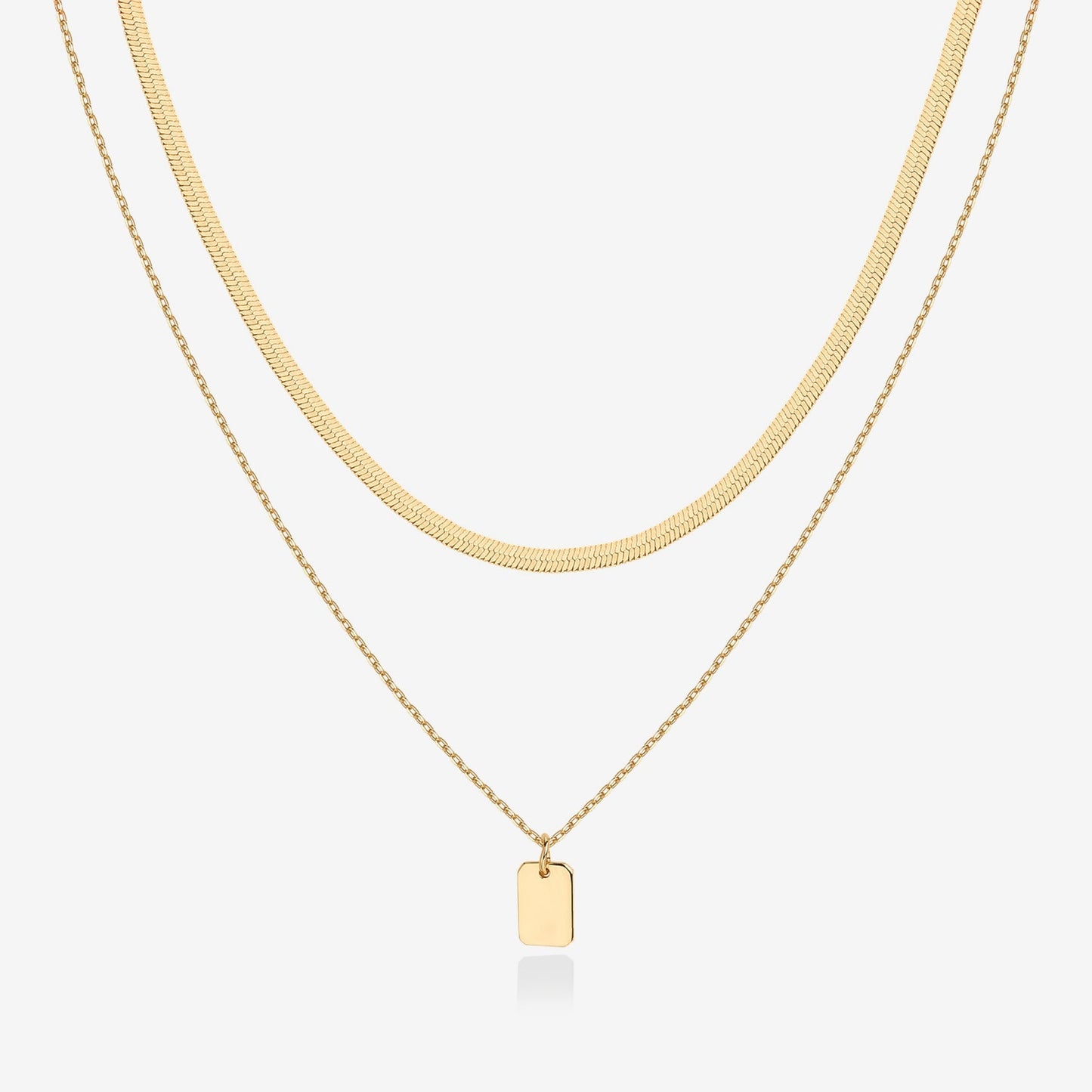 Layered Dog Tag Pendant Necklace