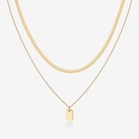 Layered Dog Tag Pendant Necklace