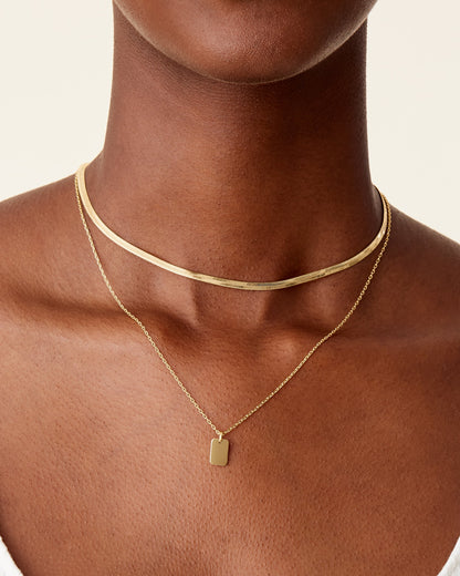 Layered Dog Tag Pendant Necklace