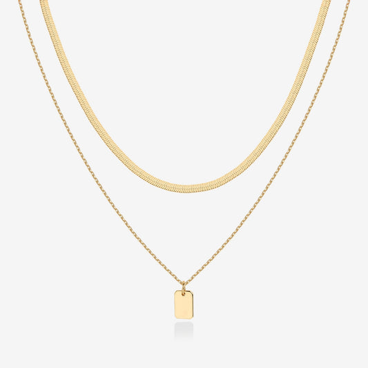 Layered Dog Tag Pendant Necklace