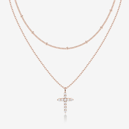 Layered Cross Pendant Necklace