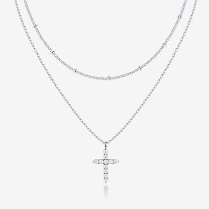 Layered Cross Pendant Necklace
