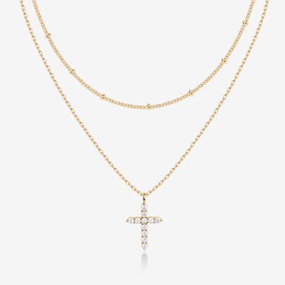 Layered Cross Pendant Necklace