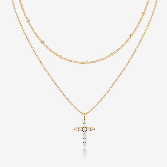Layered Cross Pendant Necklace