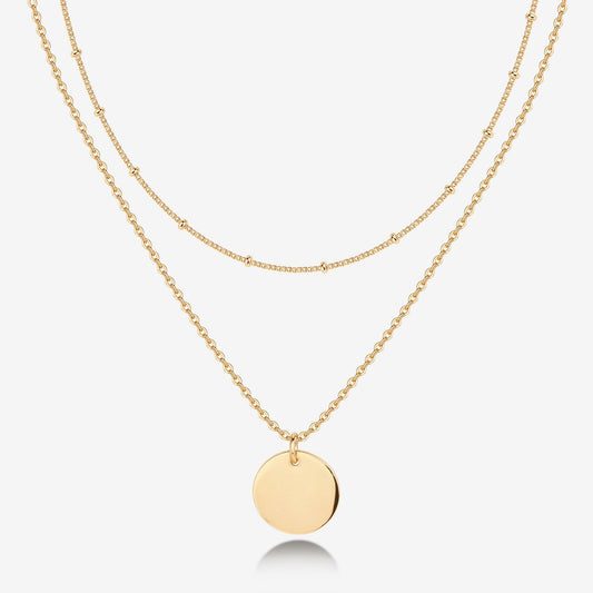 Vermeil Layered Coin Pendant Necklace