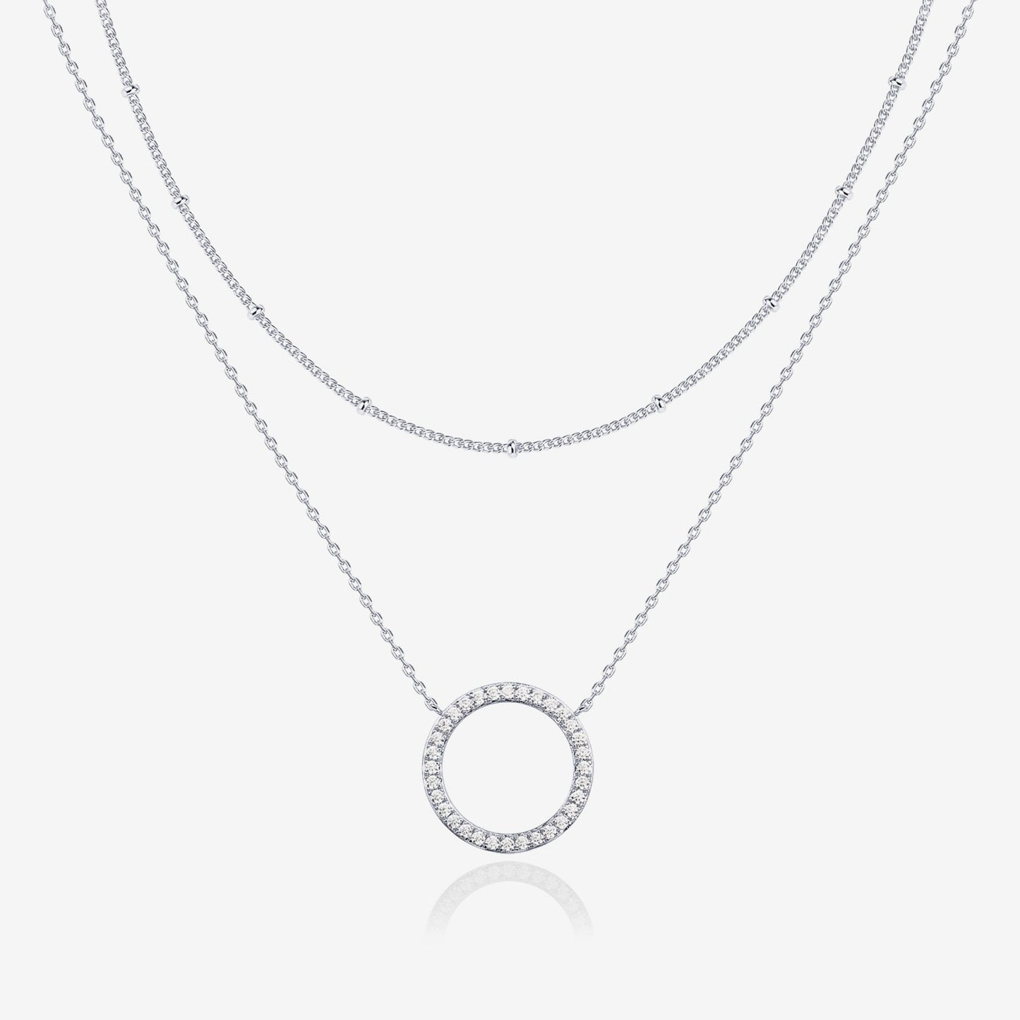 Layered Open Circle Pendant Necklace