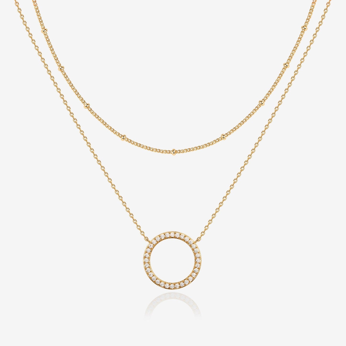 Layered Open Circle Pendant Necklace