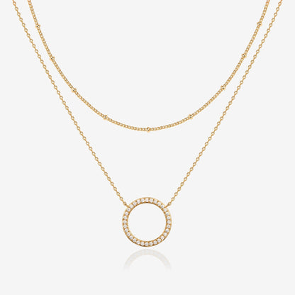 Layered Open Circle Pendant Necklace