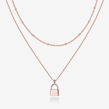 Layered Lock Pendant Necklace