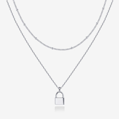 Layered Lock Pendant Necklace