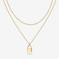 Layered Lock Pendant Necklace