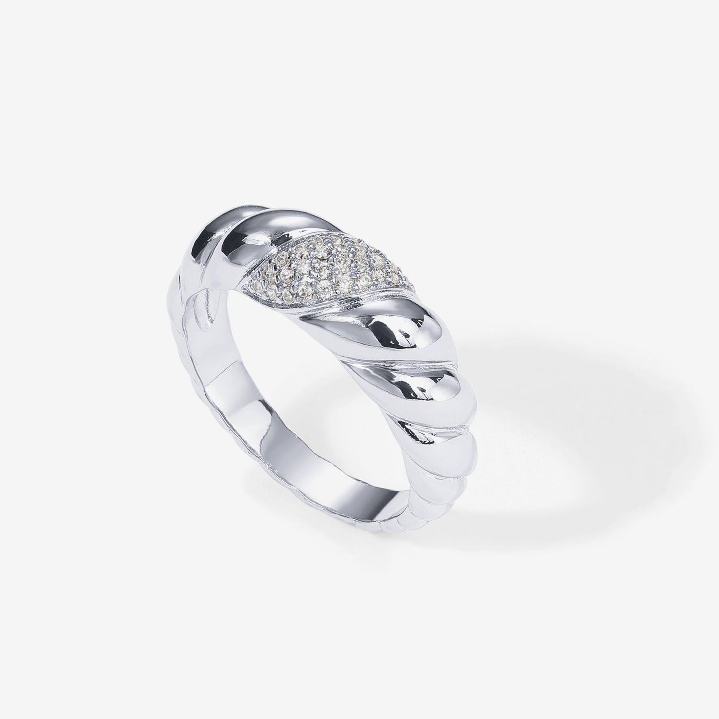 Cubic Zirconia Croissant Ring