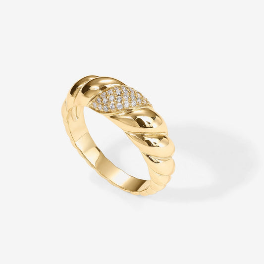 Cubic Zirconia Croissant Ring